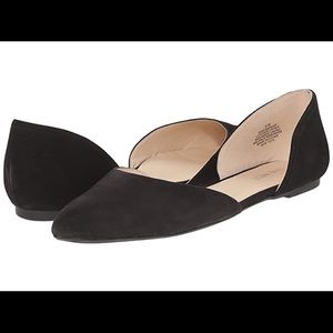 NINE WEST Women's Starship D'Orsay Ballet Flat, Black Nubuck, 6.5 M